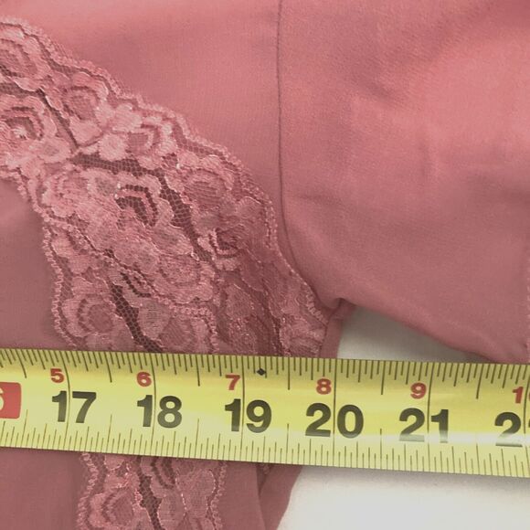 Adrianna Papell Sheer Lace Blouse Size SMALL Rose Pink Retro Mesh Coquette - Picture 10 of 11